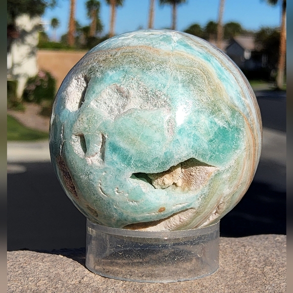 Calming Blue Aragonite Sphere with Lots of Druzy - Picture 3 of 16